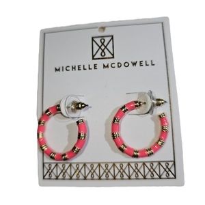 MICHELLE MCDOWELL NWT Hot Pink emelia small hoop earrings with gold detail
